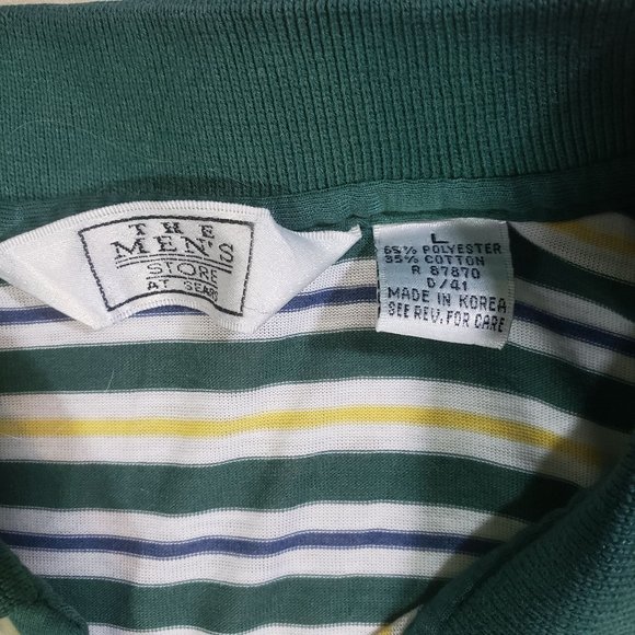 Vintage 80s The MENS Store at Sears Green Yellow Golf Polo Shirt - Picture 5 of 7